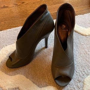 Peep toe booties by Isola